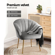 Load image into Gallery viewer, Artiss Armchair Lounge Chair Armchairs Accent Chairs Grey Velvet Sofa Couch