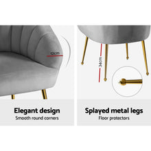 Load image into Gallery viewer, Artiss Armchair Lounge Chair Armchairs Accent Chairs Grey Velvet Sofa Couch