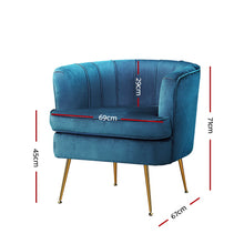 Load image into Gallery viewer, Artiss Armchair Lounge Chair Accent Armchairs Sofa Chairs Velvet Navy Blue Couch