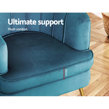 Load image into Gallery viewer, Artiss Armchair Lounge Chair Accent Armchairs Sofa Chairs Velvet Navy Blue Couch