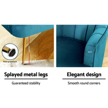 Load image into Gallery viewer, Artiss Armchair Lounge Chair Accent Armchairs Sofa Chairs Velvet Navy Blue Couch