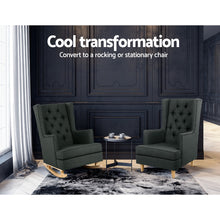 Load image into Gallery viewer, Artiss Rocking Armchair Feeding Chair Fabric Armchairs Lounge Recliner Charcoal