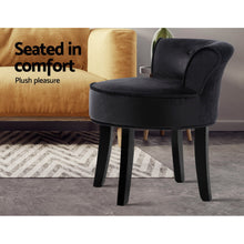 Load image into Gallery viewer, Artiss Velvet Vanity Stool Backrest Stools Dressing Table Chair Makeup Bedroom Black