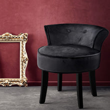 Load image into Gallery viewer, Artiss Velvet Vanity Stool Backrest Stools Dressing Table Chair Makeup Bedroom Black
