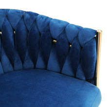 Load image into Gallery viewer, Artiss Dining Chair Cafe Chair Velvet Upholstered Woven Back Armrest Blue