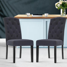 Load image into Gallery viewer, Artiss Set of 2 Dining Chairs French Provincial Kitchen Cafe Fabric Padded High Back Pine Wood Grey