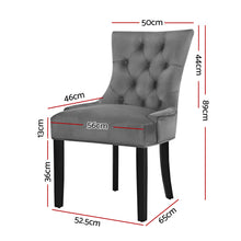 Load image into Gallery viewer, Artiss Set of 2 Dining Chairs French Provincial Retro Chair Wooden Velvet Fabric Grey