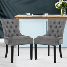 Load image into Gallery viewer, Artiss Set of 2 Dining Chairs French Provincial Retro Chair Wooden Velvet Fabric Grey