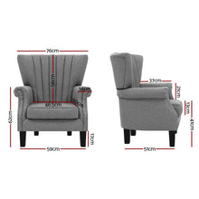 Load image into Gallery viewer, Artiss Upholstered Fabric Armchair Accent Tub Chairs Modern seat Sofa Lounge Grey