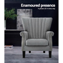 Load image into Gallery viewer, Artiss Upholstered Fabric Armchair Accent Tub Chairs Modern seat Sofa Lounge Grey