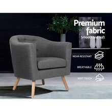 Load image into Gallery viewer, Artiss ADORA Armchair Tub Chair Single Accent Armchairs Sofa Lounge Fabric Grey