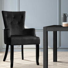 Load image into Gallery viewer, Artiss Dining Chairs French Provincial Chair Velvet Fabric Timber Retro Black