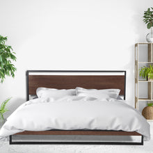 Load image into Gallery viewer, Milano Decor Azure Bed Frame With Headboard Black Wood Steel Platform Bed - Single - Black