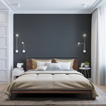 Load image into Gallery viewer, Milano Decor Azure Bed Frame With Headboard Black Wood Steel Platform Bed - Single - Black