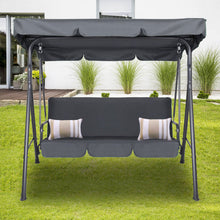 Load image into Gallery viewer, Milano Outdoor Swing Bench Seat Chair Canopy Furniture 3 Seater Garden Hammock - Grey