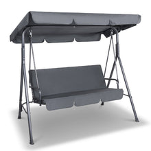 Load image into Gallery viewer, Milano Outdoor Swing Bench Seat Chair Canopy Furniture 3 Seater Garden Hammock - Grey