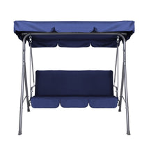 Load image into Gallery viewer, Milano Outdoor Swing Bench Seat Chair Canopy Furniture 3 Seater Garden Hammock - Dark Blue