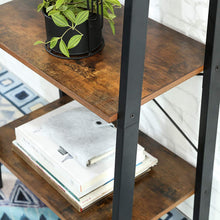 Load image into Gallery viewer, Rustic brown and black steel Metal Frame 4 Tier bookshelf