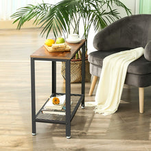 Load image into Gallery viewer, Industrial Side Table 2-Tier With Mesh and Metal Frame Rustic Brown