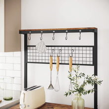 Load image into Gallery viewer, Industrial Kitchen Baker's Rack with Storage Shelves 10 Hooks and Metal Mesh Shelf 84 x 40 x 170 cm Rustic Brown