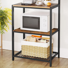 Load image into Gallery viewer, Industrial Kitchen Baker's Rack with Storage Shelves 10 Hooks and Metal Mesh Shelf 84 x 40 x 170 cm Rustic Brown
