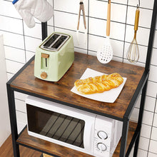 Load image into Gallery viewer, Industrial Kitchen Baker's Rack with Storage Shelves 10 Hooks and Metal Mesh Shelf 84 x 40 x 170 cm Rustic Brown