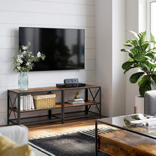 Load image into Gallery viewer, TV Stand for 60-Inch TV with Industrial Style Steel Frame Rustic Brown and Black