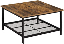 Load image into Gallery viewer, Robust Coffee Table Steel Frame and Mesh Storage Shelf, Rustic Brown and Black