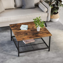 Load image into Gallery viewer, Robust Coffee Table Steel Frame and Mesh Storage Shelf, Rustic Brown and Black