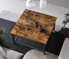 Load image into Gallery viewer, Robust Coffee Table Steel Frame and Mesh Storage Shelf, Rustic Brown and Black