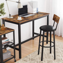 Load image into Gallery viewer, Bar Table with Solid Metal Frame and Wood Look, 120 x 60 x 90 cm