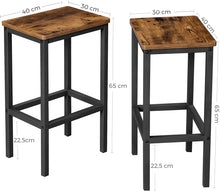 Load image into Gallery viewer, Bar Set Stools of 2 Bar Chairs, Rustic Brown