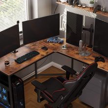 Load image into Gallery viewer, L-Shaped Computer Desk, Rustic Brown and Black
