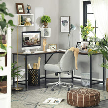 Load image into Gallery viewer, L-Shaped Computer Desk, Rustic Brown and Black