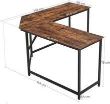 Load image into Gallery viewer, L-Shaped Computer Desk, Rustic Brown and Black