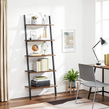 Load image into Gallery viewer, 5-Tier Bookshelf Rack, Rustic Brown and Black