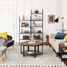 Load image into Gallery viewer, 5-Tier Bookshelf Rack, Rustic Brown and Black