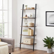 Load image into Gallery viewer, 5-Tier Bookshelf Rack, Rustic Brown and Black