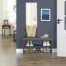 Load image into Gallery viewer, Shoe Bench with Mesh Shelf and Faux Leather Vintage Brown Black 80 x 30 x 48 cm