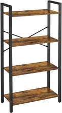 Load image into Gallery viewer, 4-Tier Storage Rack with Steel Frame, 120 cm High, Rustic Brown and Black