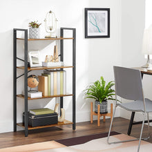 Load image into Gallery viewer, 4-Tier Storage Rack with Steel Frame, 120 cm High, Rustic Brown and Black