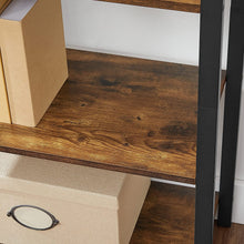 Load image into Gallery viewer, 4-Tier Storage Rack with Steel Frame, 120 cm High, Rustic Brown and Black