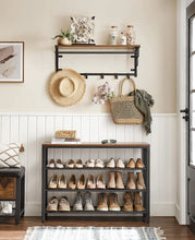 Load image into Gallery viewer, Shoe Rack with 3 Mesh Shelves Rustic Brown and Black