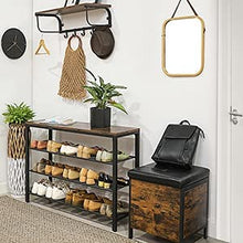 Load image into Gallery viewer, Shoe Rack with 3 Mesh Shelves Rustic Brown and Black