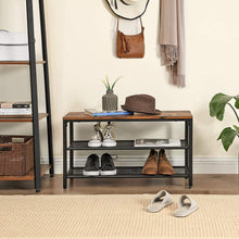 Load image into Gallery viewer, Shoe Rack with 2 Mesh Shelves, Rustic Brown and Black