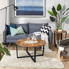 Load image into Gallery viewer, Round Coffee Table Rustic Brown and Black