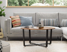 Load image into Gallery viewer, Round Coffee Table Rustic Brown and Black