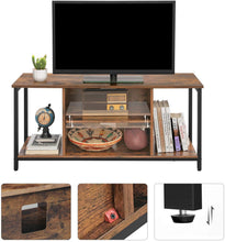 Load image into Gallery viewer, TV Console Unit with Open Storage Rustic Brown and Black Industrial