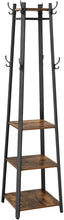 Load image into Gallery viewer, Coat Rack with 3 Shelves with Hooks Rustic Brown and Black