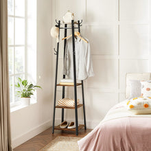 Load image into Gallery viewer, Coat Rack with 3 Shelves with Hooks Rustic Brown and Black